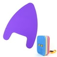 thumbnail image 1 of Swimming Training Aid Combo: Purple-Yellow EVA Foam Kickboard + Adjustable Back Float (Back Float Color Randomly Assigned) - Lightweight Swim Set for Learners, Kickboard Size 15.7x11.6x1.6in, Back, 1 of 6