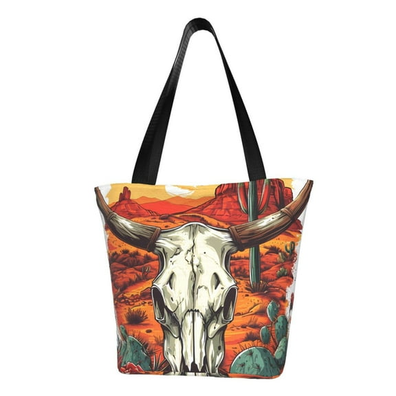 Easygdp Western Desert Cactus Ram Skull Shoulder Bags for Women,Crossbody Bags Shoulder Purse Handbag for Women