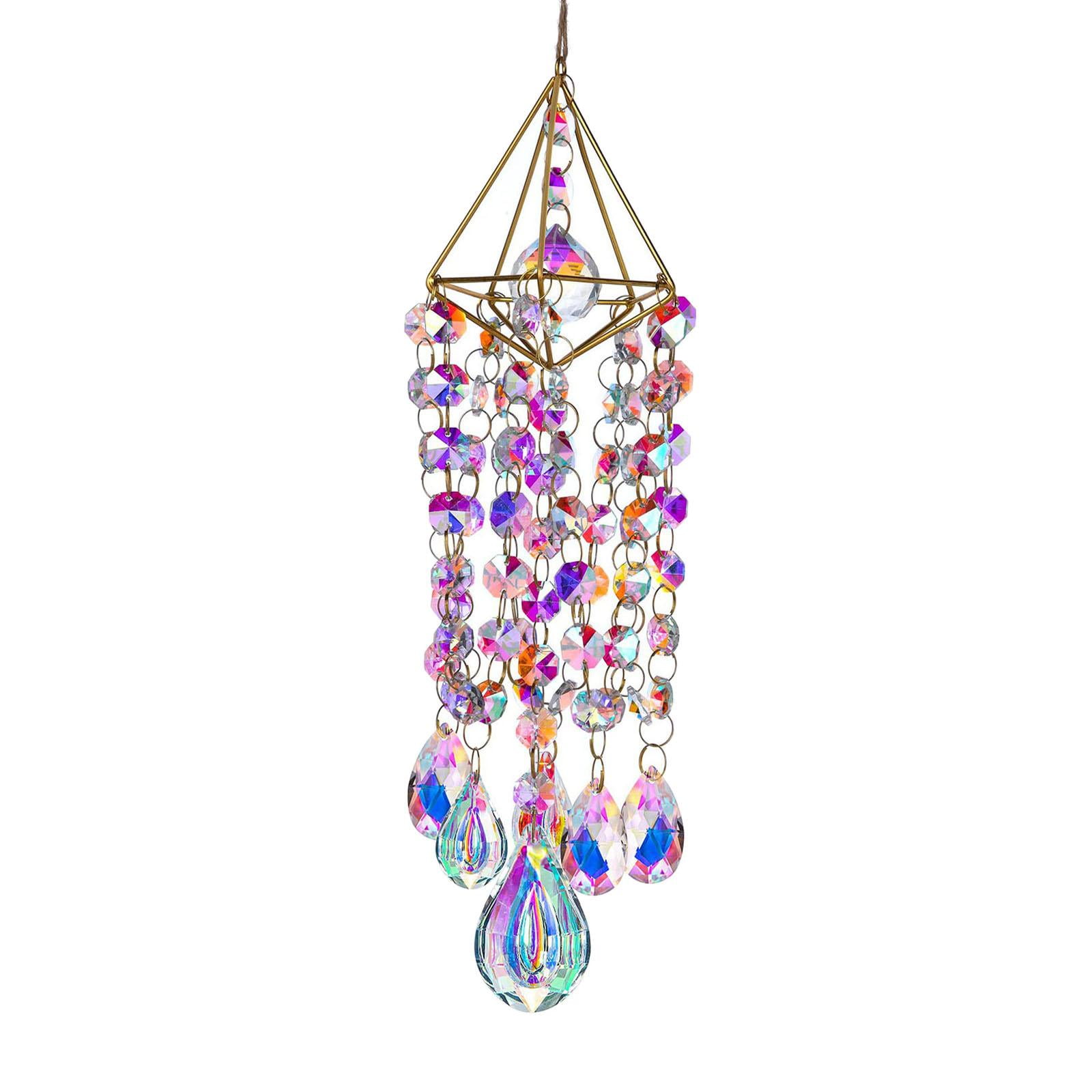 Glass Chandelier Wind Chimes Suncatcher Handcrafted Lightweight Ornament for Home Yard Birthday Gift