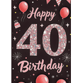thumbnail image 4 of Pink Glittery 40 Birthday Banner with Balloons Fireworks and Cake Background Backdrop for Birthday Party Photography Props Party Decorations Happy Birthday Celebration Decor, 4 of 8