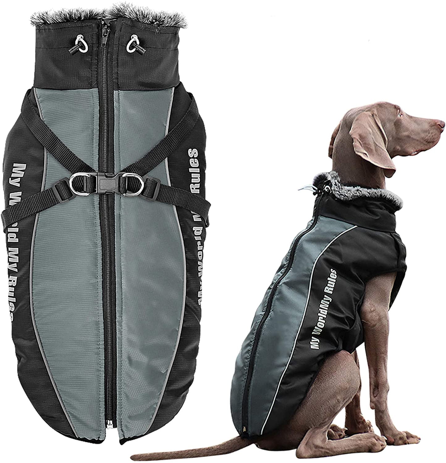 Waterproof Dog Winter Jackets,Cold Weather Dog Coats with Harness