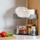 thumbnail image 5 of Organizador de especias de esquina para cocina, doble estante, sin agujeros, para montaje en pared, 34,5 x 26,5 cm, 1 unidad Yulucky, 5 of 7