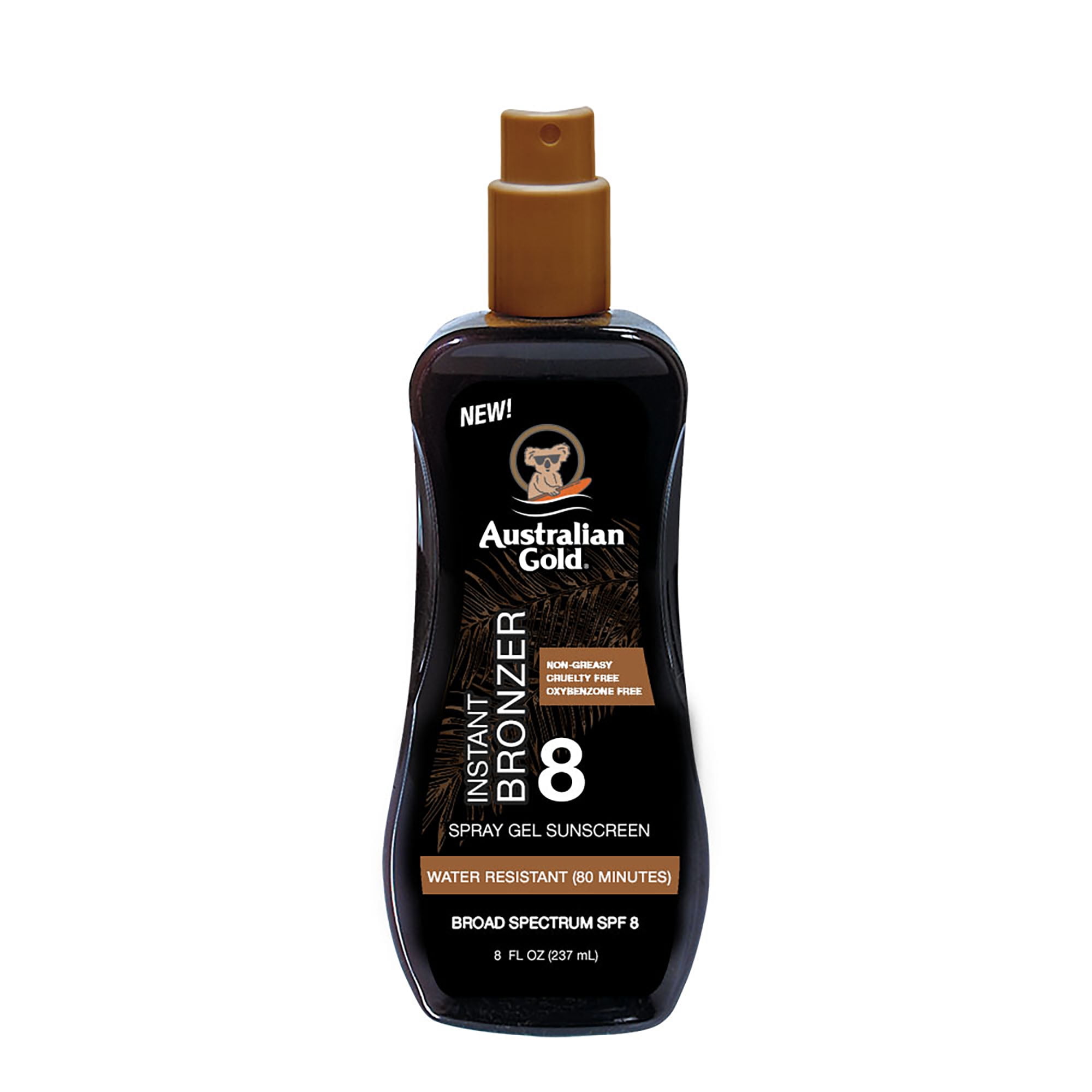 Australian Gold SPF 8 Spray Gel Sunscreen with Instant Bronzer