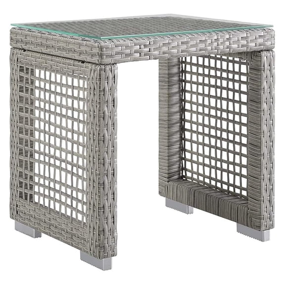 Aura Outdoor Patio Wicker Rattan, Side Table, Gray
