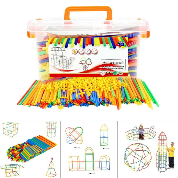 Constructor de paja de 300 piezas, juguetes de construcción STEM, rico y juguetes de ingeniería entrelazados bloques de construcción para desarroll