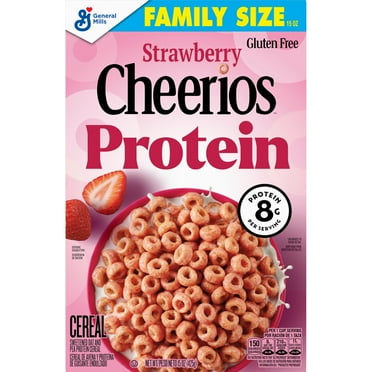 Pack of 4 General Mills Strawberry Protein Cheerios Family Size - 15 oz - Package may vary