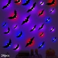 thumbnail image 6 of Halloween 3D Lighted Bats, 2025 New LED Purple Lighted 3D Bats Halloween Decoration, Upgrade LED Glowing Bat Group Hanging Wall Luminous Glow Clings Multipack, Black (24Pc ), 6 of 6