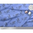 thumbnail image 2 of Soimoi Blue Cotton Voile Fabric Branch & Bird Text Print Fabric by the Yard 42 Inch Wide, 2 of 3