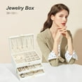 thumbnail image 4 of Jewelry Organizer Box for Women Girls, 3-Layer Jewelry Case with 2 Drawers Jewelry Storage Box for Ring Earrings Bracelets Necklaces(White), 4 of 18
