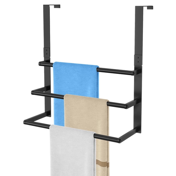 Toallero DOKU para colocar sobre la puerta, 3 niveles, acero inoxidable, 40 cm