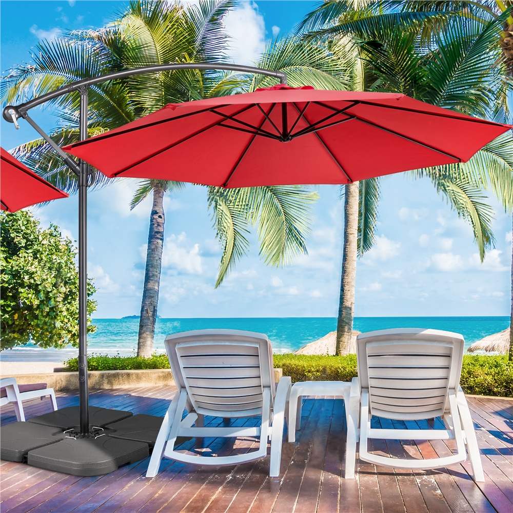 Renwick 10ft Offset Cantilever Patio Hanging Umbrella, Red
