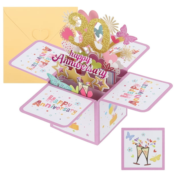 Tarjeta de 30 años de aniversario, tarjetas de feliz aniversario, tarjeta de aniversario de boda para esposa, hombres, ella, rosa