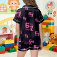 thumbnail image 6 of Kids Girls 67 Pajama Button Short Sleeve Shorts Two Piece Silk Sleepwear Children Valentine's Day Nightwear Outfit for Kids Cozy Loungewear, 6 of 6