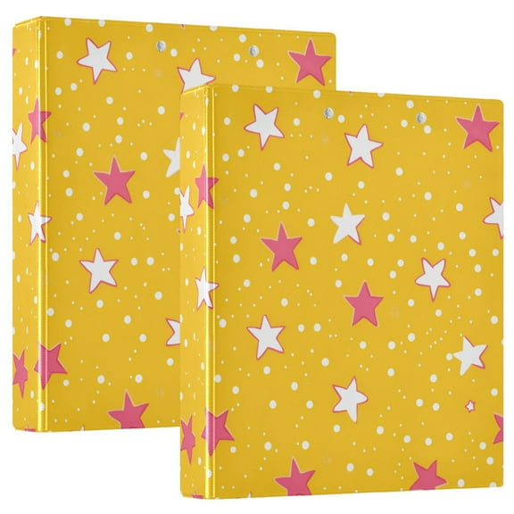 FORMRS 3 Ring Binder 1.5 inch with Pockets Set of 2 Clip Board 200 Sheets Capacity, White Stars