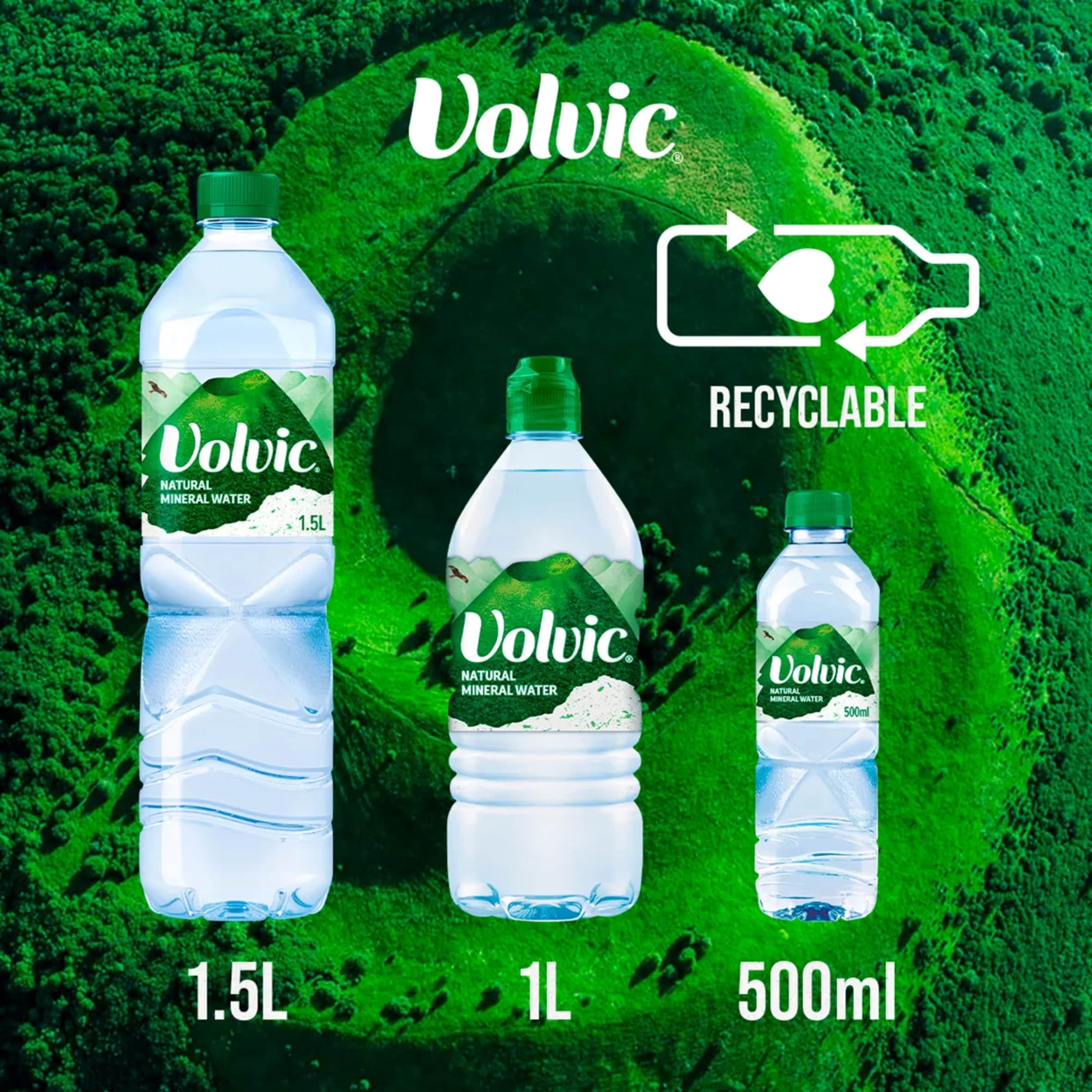 Volvic Natural Bottled Mineral Still Water 1L, Imported from Britain