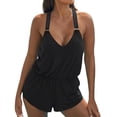thumbnail image 1 of Gibobby Traje de Baño Sexy Bikini Traje de baño nuevo 2023, traje de baño de diamante caliente conservador de longitud de pierna sólida para mujer(Negro,M), 1 of 5