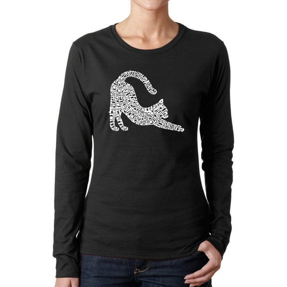 Stretching Cat - Women's Word Art Long Sleeve T-Shirt