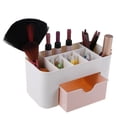 thumbnail image 2 of Desktop 6 Grid Makeup Organizer Storage Cosmetic Case with Drawer(Pink), 2 of 3