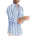 thumbnail image 4 of LilyLLL Mens Stripe Casual Loose Shirts Button Down Collar Long Sleeve Tee Tops, 4 of 4