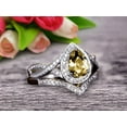 thumbnail image 3 of 2.50 Carat 8x5mm Pear Shape Teardrop Champagne Diamond Moissanite Bridal Set Wedding Ring On 10k White Gold, 3 of 5