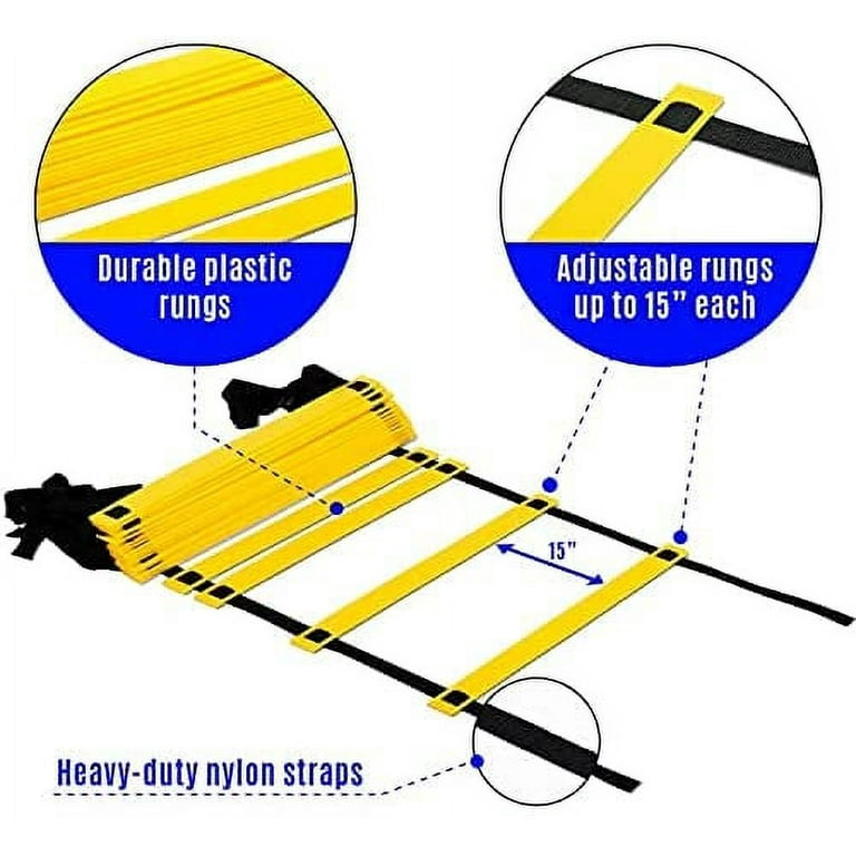 Yes4All Agility Ladder With Carry Bag, 20 Rungs, Yellow