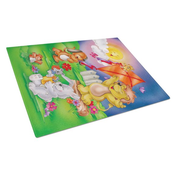 Caroline's Treasures Play Time Animals Glass Cutting Board Large