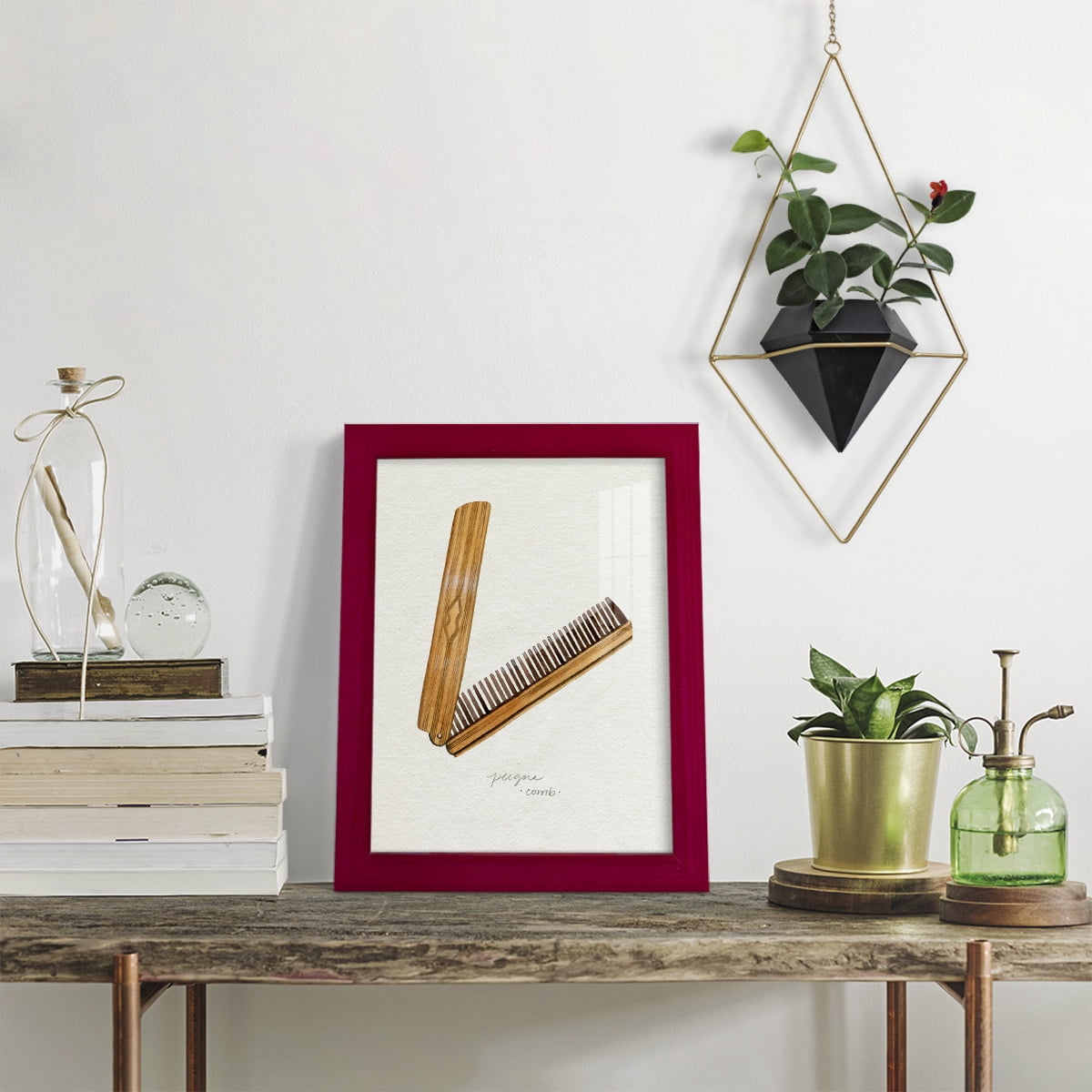 Gilded Toiletries IV - Framed Print w/glass - Cherry Red