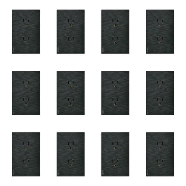 Placa Con Contacto Dúplex Lucek Flat Pack 12 negro