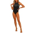 thumbnail image 2 of INSPIRE CHIC Women's Bodysuit Fringe Trim Sleeveless Halter Neck Bodycon Tops XS Black, 2 of 6