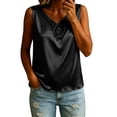 thumbnail image 4 of ByworldtasicWomens Elegant Satin Wide Straps Tank V-Neck Sleeveless Camisole, 4 of 5