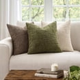 thumbnail image 4 of THOPBPRK Textured Throw Pillow Covers Thick Chenille Decorative Pillows Olive Green 18x18 Inch Set of 2 Modern Boho Farmhouse Home Decor Neutral Cushion Covers for Couch Sofa Living Room Bedroom, 4 of 14