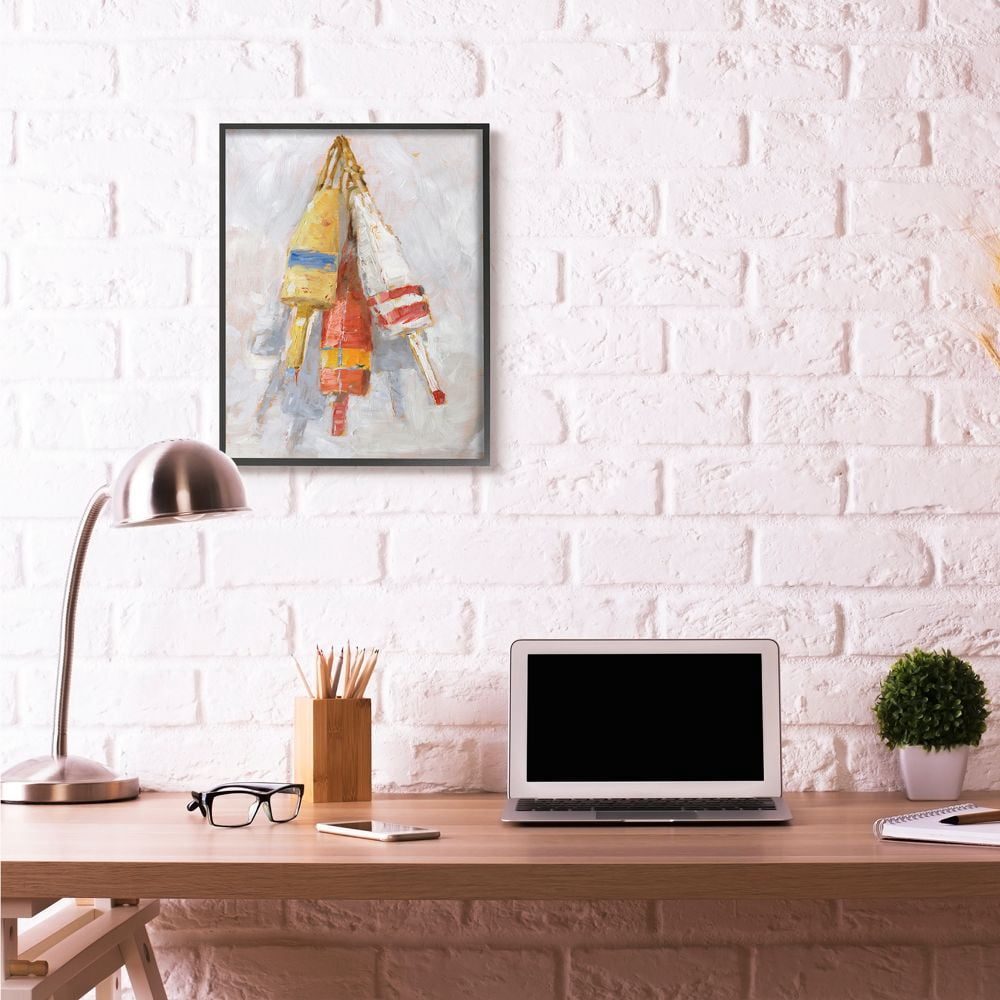 Stupell Industries Boat Buoy Ocean Lake Red Yellow Painting Framed Wall Art by Ethan Harper