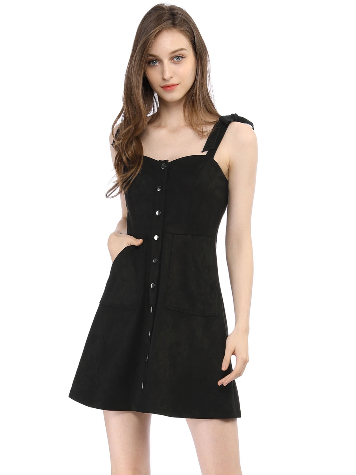 Allegra K Women's Faux Suede A Line 
