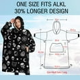 thumbnail image 4 of Oversized Wearable Blanket Hoodie,Black Gothic Skull Star Pattern Sherpa Blanket Hoodie with Super Pockets,Super Warm Fuzzy Pullover for Women & Men, 4 of 5