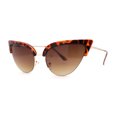 thumbnail image 2 of Womens Retro Normcore Half Rim Cat Eye Sunglasses Gold Tortoise - Brown, 2 of 4
