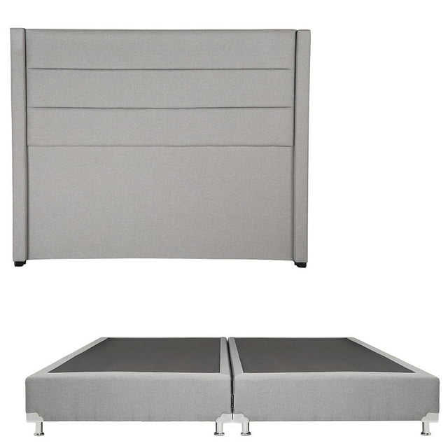 Box Base Cama King Size + Cabecera Lugo Gris Claro