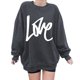 thumbnail image 1 of Gibobby Sudadera oversize mujer Sudadera de manga larga con patrón con cuello redondo para mujeres adolescentes y estudiantes(Gris oscuro,XG), 1 of 4