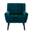 thumbnail image 2 of Modern Velvet Accent Chair Comfy Upholstered Reading Armchair Leisure Single Sofa Chair Living Room Chair Tufted Home Lounging Chair with Black Wood Legs, Padded Seat and Backrest, Teal, 2 of 7