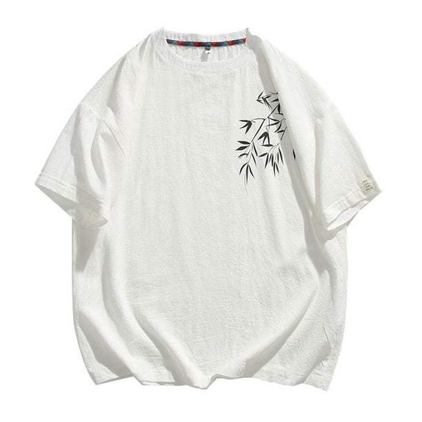 Top Suelto Impreso de los Hombres, Camiseta de Cuello Redondo de Algodón de Manga Corta para Ropa Casual Y de Vacaciones, Camiseta Transpirable, Blusa Ligera