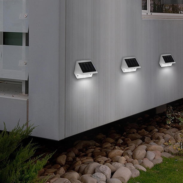 Kuymtek Lámpara de valla de 4 LED, luz de pared de escalera de plástico con energía Solar, decoración de paisaje al aire libre