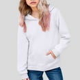thumbnail image 4 of BOBOGOJP Sweatshirts for Teen Girls Long Sleeve Black Hoodie Solid Color Cute Drawstring Preppy Pullover Kids 10-12 Graphic Hoodie White for Size 9-10 Years, 4 of 6