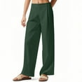 thumbnail image 5 of Wyobmus Women's Wide Leg Linen Pants High Waist Work Dress Pants Casual Slacks Cotton Linen Business Pants with Pockets A-Green, 5 of 9