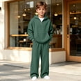 thumbnail image 2 of RMGVDSD Boys Clothes 2 Piece Fashion Fall Outfits Quarter Zip Hoodie Sweatshirts Wide Leg Sweatpants Solid Color Sweatsuit Sets With Pockets 12-13 Years, 2 of 7