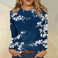 thumbnail image 2 of Camisas de manga larga para mujer Camisetas gráficas con estampado lindo Blusas Casual Tallas grandes Tops básicos Jersey azul marino / XL, 2 of 6