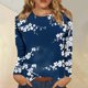 thumbnail image 2 of Camisas de manga larga para mujer Camisetas gráficas con estampado lindo Blusas Casual Tallas grandes Tops básicos Jersey azul marino / XL, 2 of 6