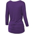 thumbnail image 2 of Made by Johnny Women's Boat Neck 3/4 Sleeve Draped Dolman Top with Side Shirring Premium Shirt XXL DARK_PURPLE, 2 of 6