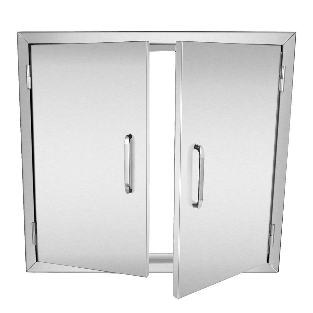 Outdoor Kitchen Flush Mount OrangeA Double walled Access Door 26”x 24”BBQ Island Door Stainless Steel for Commercial BBQ Island Brush Finished Outdoor Grilling Station 