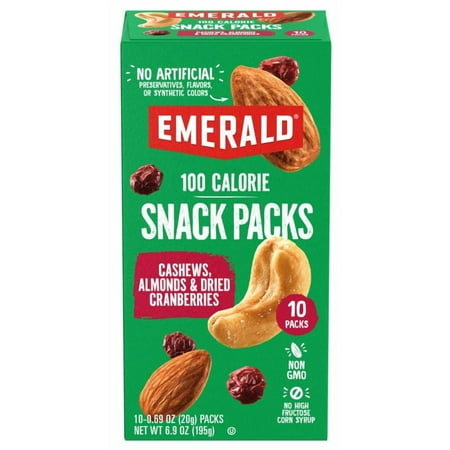Emerald Nuts, Cashews & Almonds with Dried Cranberries, 100 Calorie Packs, 10 Ct, 6.9 oz