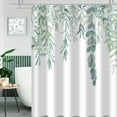 thumbnail image 2 of Botanical Shower Curtains, Watercolor Eucalyptus Leaf Plant Green Bathroom Curtain for Bathtub Home Decoration Waterproof Fabric Machine Washable with 12 Hooks, 2 of 6