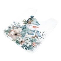 U-Shaped Toilet Mat Plush Bathroom Rug Mat Non Slip Bathroom Mats Snowman with Flowers Bird